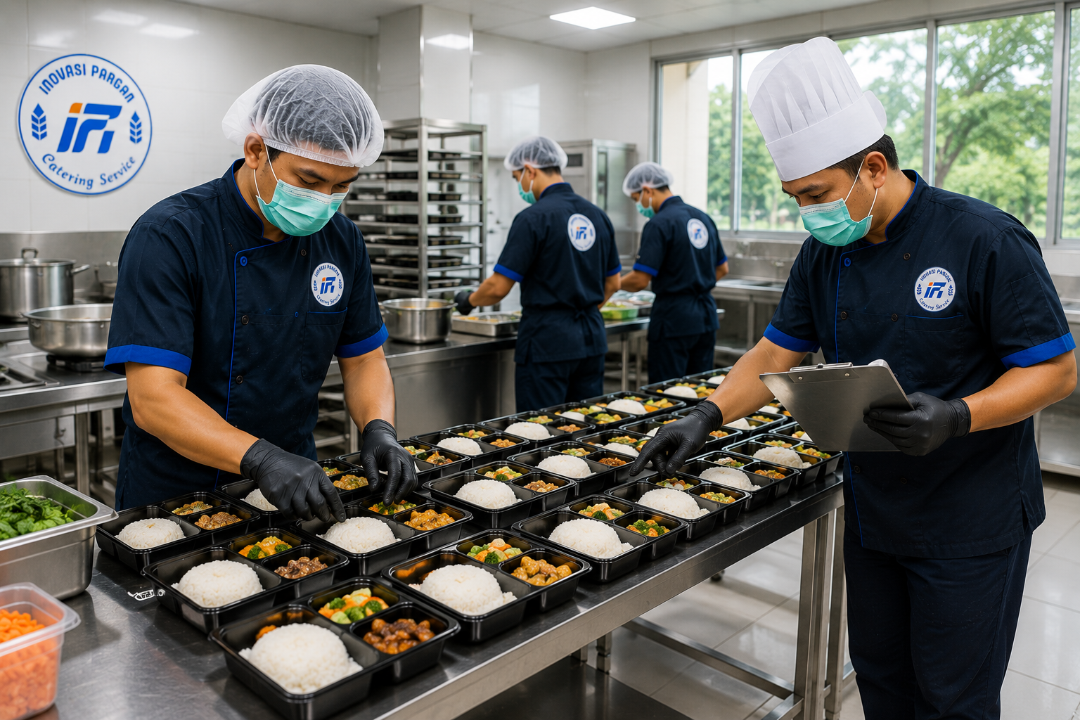 Persiapan catering makan harian karyawan oleh koki profesional PT Inovasi Pangan Internusa